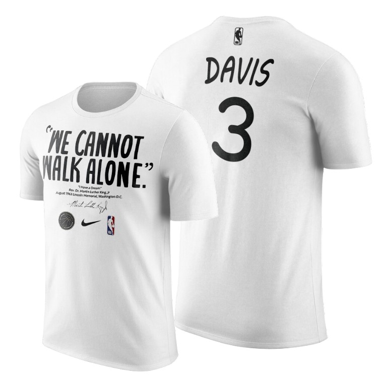 Men's Los Angeles Lakers Anthony Davis #3 NBA We Cannot Walk Alone Jr. Day Martin Luther King Black History Month White Basketball T-Shirt PQP8583OE
